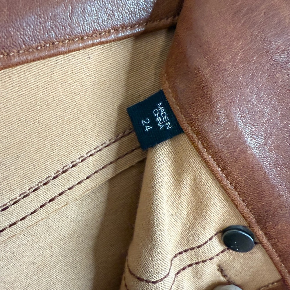 Veronica Beard Kate skinny genuine leather pants in cognac 24 - Picture 7 of 10
